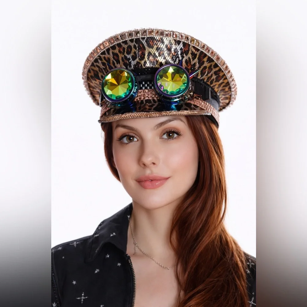 Nu Shuz Festival Leopard Animal Print Sequin Hat